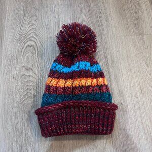 Chunky Multicolor Knit Pom Beanie